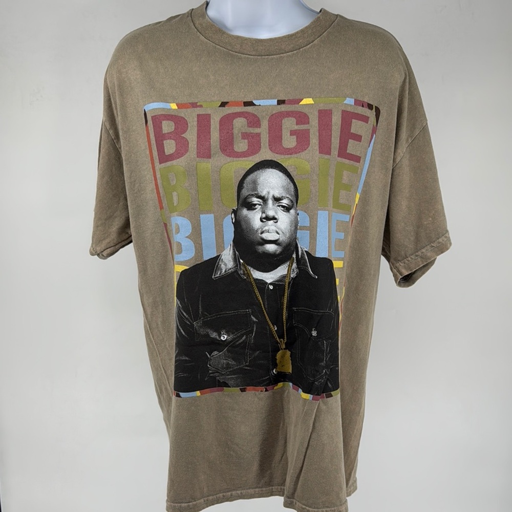 Notorious B.IG. Biggie Smalls Olive Green Graphic T-Shirt - Size Large